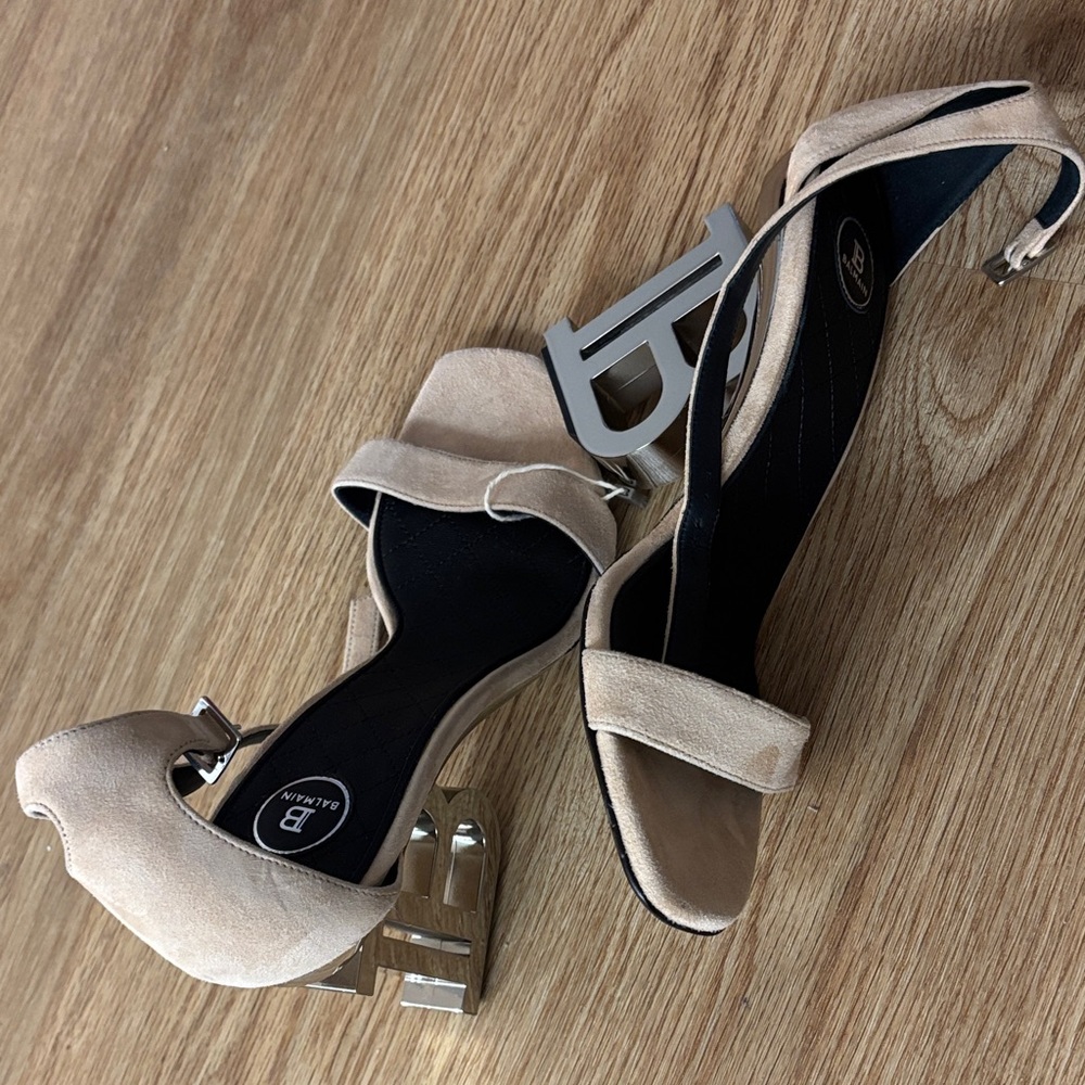 Balmain Tan Heels with Silver Details